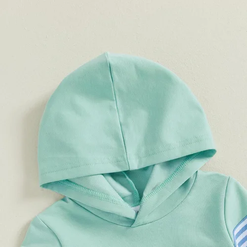 Miniatura 301 de Conjunto de ropa de otoño e invierno para bebé y niño, sudadera larga con capucha y pantalones para niños pequeños, 6, 12, 18, 24 meses, 2T