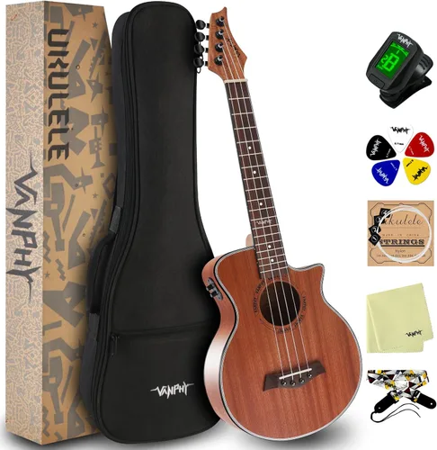Miniatura 9 de Ukelele de concierto profesional de 23 pulgadas Uku Sapele Ukelele para adultos principiantes hawaianos Uke viene con kit de ukelele de iniciación