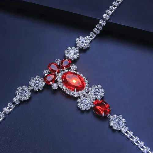 Miniatura 5 de Tanga sexy con diamantes de imitación rojos, cintura de cristal, bikini, cadena corporal, joyería de diamantes de imitación, cadena de tanga