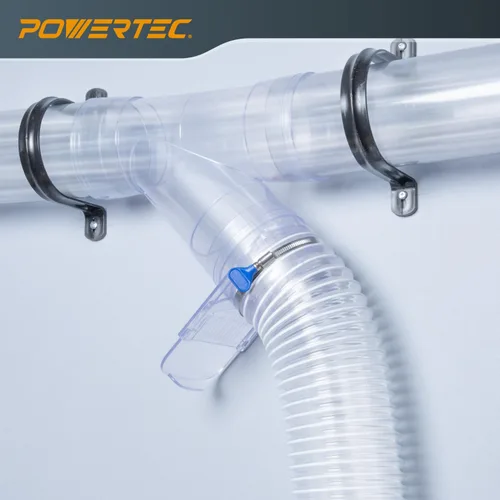 Miniatura 7 de POWERTEC Kit de accesorios de recolección de polvo de 2-1/2 pulgadas con conectores transparentes, puertas de explosión y abrazaderas de manguera