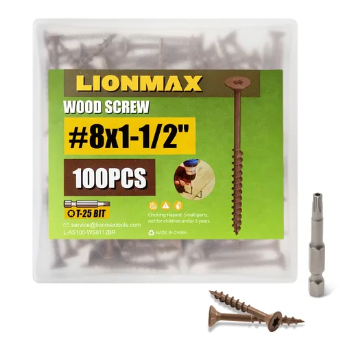 Miniatura 11 de LIONMAX Tornillos para madera de 1 pulgada, tornillos de cubierta #8 x 1, 1000 unidades, resistentes a la corrosión, revestimiento epoxi, tornillo