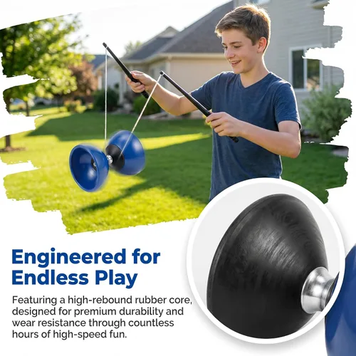 Miniatura 6 de Diabolo - Juego de yoyo chino para niños y principiantes, tamaño pequeño de 4.7 pulgadas, juguete tradicional de malabarismo con varillas de fibra