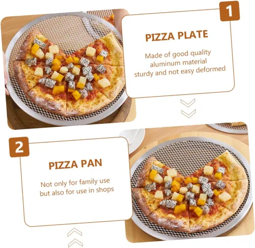 Miniatura 3 de Bandeja de pizza de aluminio para hornear Bandeja de pizza para uso en horno, bandeja sin costuras para pizza casera y hornear