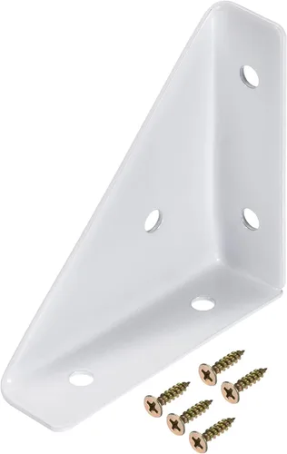 Miniatura 10 de uxcell 4 soportes de esquina angulares de 2.598 in x 2.598 in, soportes de acero laminado en frío con tornillos para borde de escritorio y cama Beige