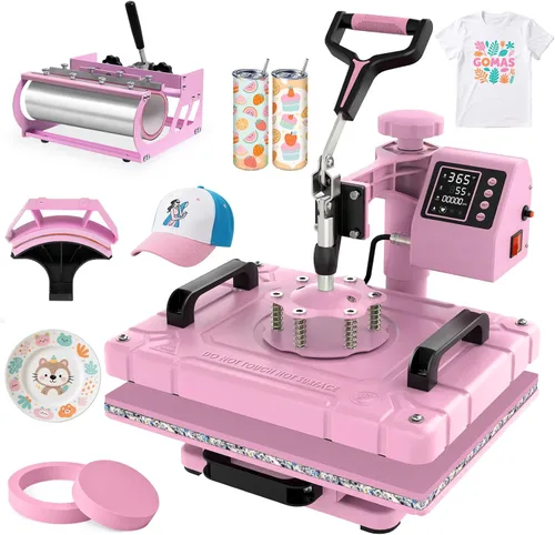 Slendor - Máquina de presión de calor 5 en 1, prensa de calor para sublimación de 12x15 pulgadas, prensa digital de transferencia de calor con Rosa