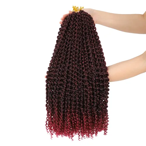 Miniatura 18 de Dansama - 7 paquetes de extensiones de cabello trenzado ondulado Passion Twist, extensiones de cabello de trenzas con ganchillo estilo mariposa, #1B