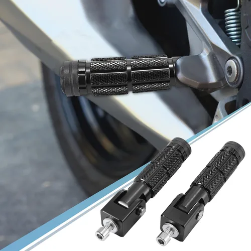 Miniatura 3 de Motoforti 1 par 0.276 in aleación de aluminio universal motocicleta plegable trasero reposapiés estribera pedal Ciclismo negro