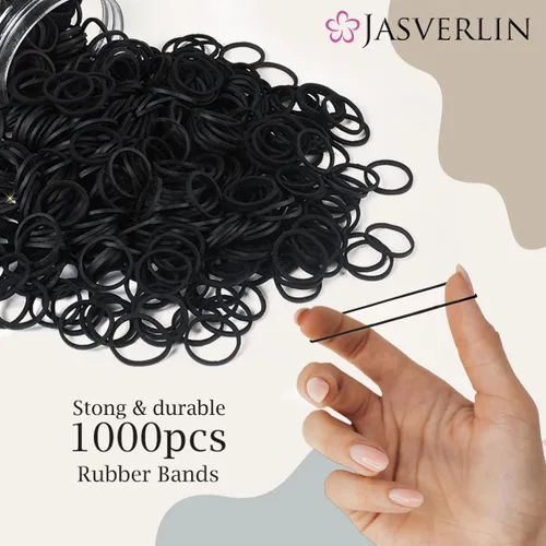 Miniatura 4 de JASVERLIN Pequeñas bandas de goma para el cabello, mini ligas negras para el cabello, bandas elásticas para niñas pequeñas, accesorios de peinado