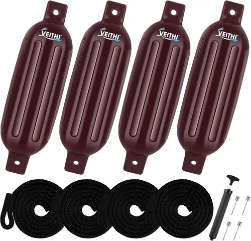 Miniatura 25 de Juego de 4 guardabarros para barco de 4.5/5.5/6.5/8.5/10/16 pulgadas, parachoques de vinilo con ojos gemelos acanalados, parachoques para barco