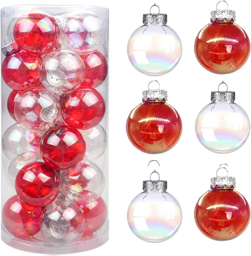 Miniatura 14 de YYCRAFT Adornos de Bolas de Navidad de Plástico Transparente Irrompibles 6CM (2.36 pulgadas) Bolas de Navidad Juego de Esferas con Decoraciones Negro