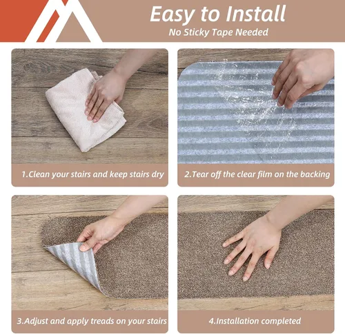 Miniatura 6 de Cosy Homeer - Alfombra antirresbalante para escaleras, de 30.0 x 8.0 in, para escalones de madera, alfombras para niños y perros, 100% poliéster, 15