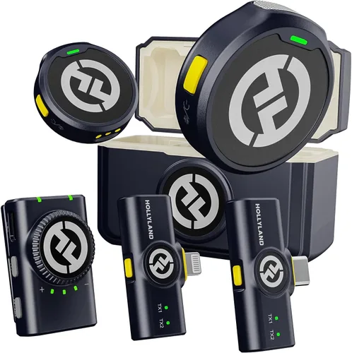 Hollyland Lark M2 - Micrófono inalámbrico Lavalier para iPhone/Android/cámara/PC/portátil con conector Lightning/USB-C, 48 KHz 24 bits, rango de