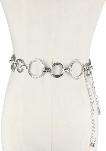 Miniatura 6 de Goclothod Womens Metal Chain Dress Belt Skinny Waist Belt Golden Silver Waistband