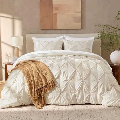 Miniatura 2 de Andency Juego de Edredón Beige Individual (66x90 Pulgadas), Edredón de 2 Piezas para Niñas y Niños, Juego de Edredón de Microfibra Suave