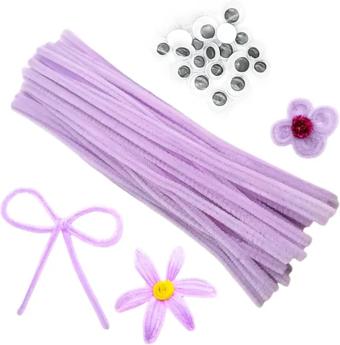 Miniatura 10 de Cldamecy 100 limpiadores de tuberías blancos con 20 ojos salteados, tallos de felpilla para proyectos de manualidades, limpiadores de tuberías