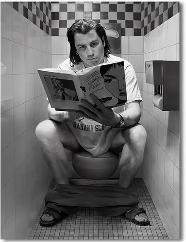 Miniatura 42 de Lona enmarcada de arte de pared divertido de baño - póster de "Dumb and Dumber" para decoración de pared - impresiones en lona en blanco y negro