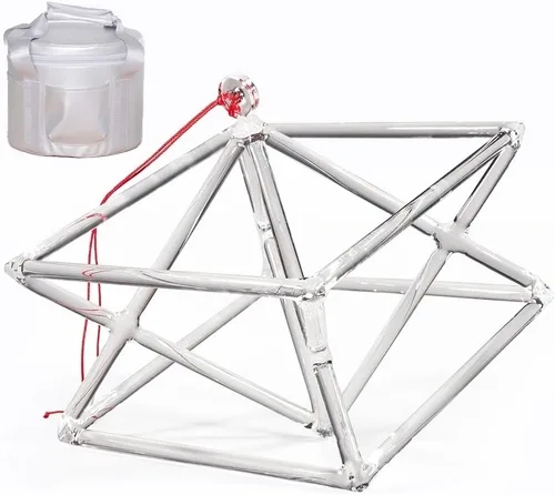 [Con estuche de transporte] Pirámide de Merkaba de cristal de cuarzo ópticamente transparente para meditación de curación de sonido, instrumento