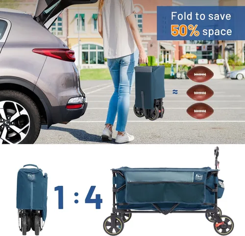 Miniatura 5 de Carrito plegable Timber Ridge con frenos, carro de compras plegable de gran capacidad de 200L, compacto y portátil, fácil de transportar
