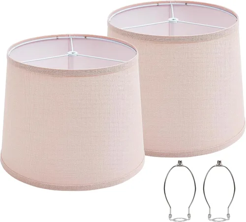 Miniatura 12 de Juego de 2 pantallas de lámpara de tambor, pantallas de tela para lámparas de mesa y de pie, tamaño mediano 13" de ancho superior x 11" de ancho