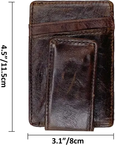 Miniatura 7 de broche para dinero, cartera con bolsillo frontal, cartera minimalista, para hombre