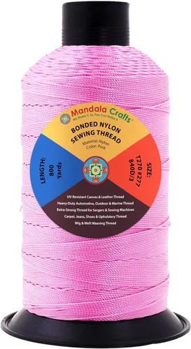 Miniatura 402 de Mandala Crafts - Hilo de nailon para coser cuero, tapicería, mezclilla y para trenzar el pelo; resistente, 1500 yardas, tamaño 69 T70 Marrón