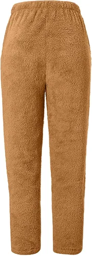 Miniatura 5 de LRMQS Pantalones de forro polar cálidos para mujer, esponjosos, térmicos, casuales, cómodos, holgados, con forro de moda, 2023
