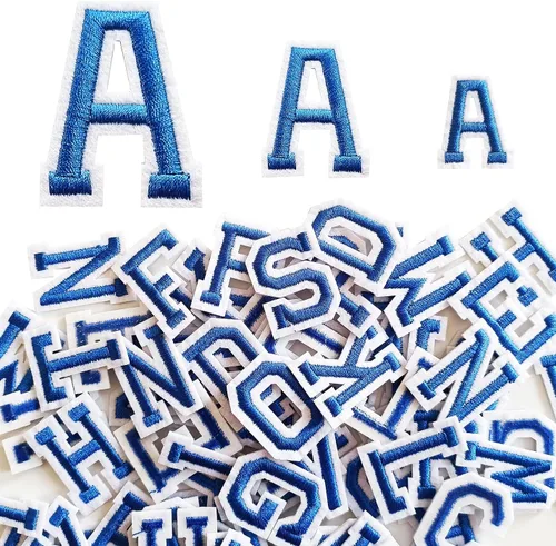 Miniatura 6 de Parches de letras para planchar de 1.3 pulgadas, 78 piezas, parches bordados del alfabeto A-Z para ropa, chaquetas, sombreros, mochilas, jeans