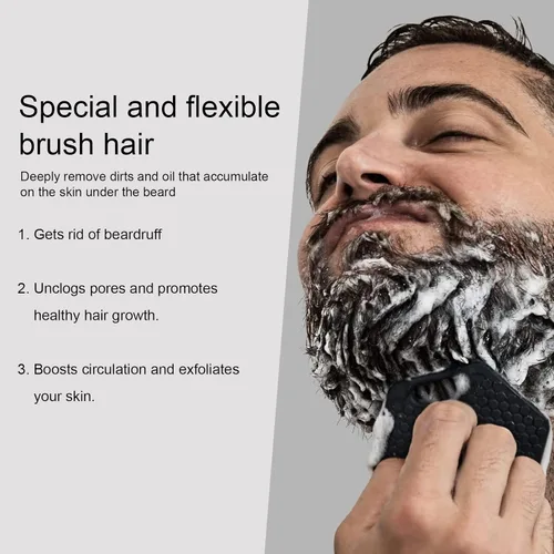 Miniatura 4 de Diydeg Exfoliante de silicona para barba para hombres, exfoliante y cepillo para el cabello, limpia profundamente, desobstruye los poros, promueve