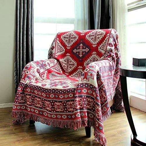 Miniatura 8 de LELVA Manta tejida de hilo bohemio para sofá, manta multiusos (51 x 70 pulgadas)