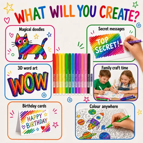 Miniatura 7 de Marvin's Magic - 30 increíbles bolígrafos mágicos - Arte de bolígrafo que cambia de color - Crea letras 3D, escribe mensajes secretos - Suministros