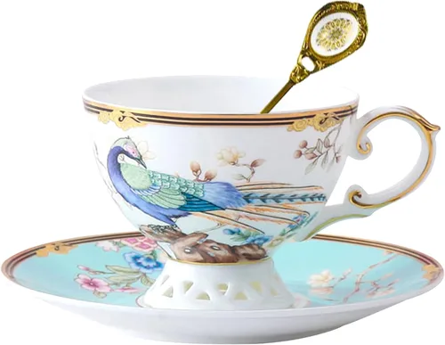 ACMLIFE Juego de taza de té y platillo de porcelana de hueso – Juego de taza de café y platillo de té de porcelana de hueso, juego de taza de té de