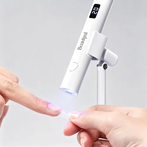 BEAUTPAL - Luz UV de mano para uñas, mini secadora de uñas, luz LED con soporte magnético, pantalla LCD, lámpara de uñas de gel recargable