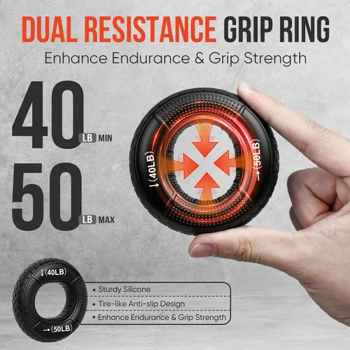 Miniatura 5 de TEAWOO Paquete de 4 unidades de entrenamiento de fuerza de agarre, fortalecedor de antebrazo ajustable, bolas fortalecedoras de agarre de mano