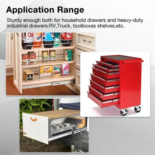Miniatura 5 de Guías de cajón de alta resistencia, extensión completa, rieles laterales de 12 14 16 18 20 22 24 26 28 30 32 34 36 38 40 pulgadas para capacidad