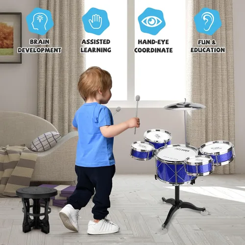 Miniatura 7 de Batería para Niños Pequeños Kit de Batería de Jazz de 8 Piezas - Instrumentos Musicales de Percusión Educativos Conjunto de Juego Regalo de Navidad