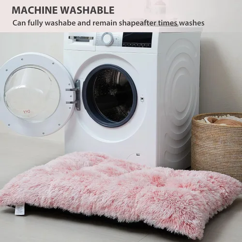 Miniatura 5 de BFPETHOME Camas para perros grandes, cama de felpa para perros, mullida y acogedora, para dormir y aliviar la ansiedad, alfombras lavables para Rosa