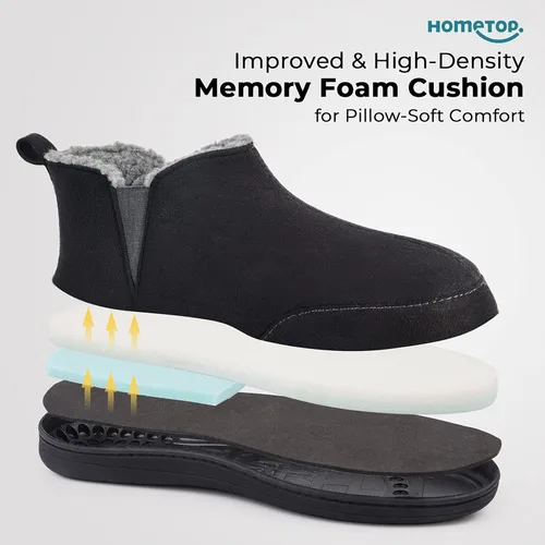Miniatura 6 de HomeTop Zapatos de casa con forro de sherpa de microgamuza suave para hombre con doble elástico
