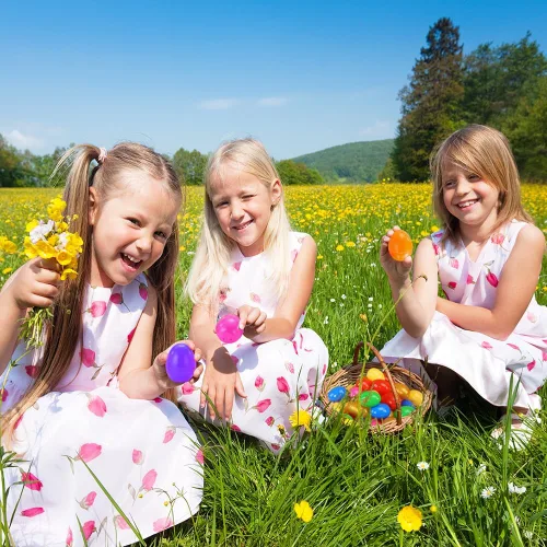 Miniatura 6 de LUKBERA 200 huevos de plástico brillantes a granel, 2.4 pulgadas, varios colores, con cáscara vacía, rellenables, huevos de Pascua para niños