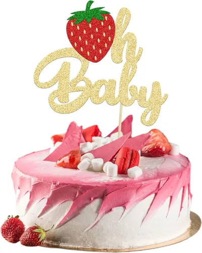 Miniatura 14 de 24 piezas de decoración de cupcakes con purpurina de fresa Oh Baby con temática de frutas, baby shower, para revelación de género, baby shower, D