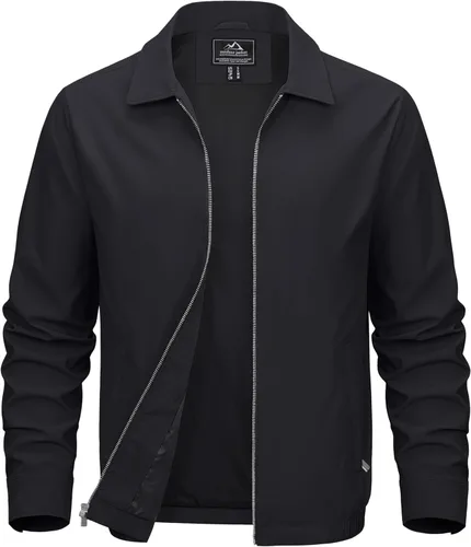 MAGCOMSEN Chaquetas Ligeras para Hombre con Cremallera Completa Abrigo Ligero Chaqueta de Cuello Extendido Chaqueta Cortavientos Casual con