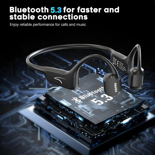 Miniatura 3 de MAIRDI Auriculares de conducción ósea con micrófono, auriculares inalámbricos de oído abierto Bluetooth 5.3, 10 horas de reproducción, auriculares