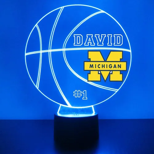 Miniatura 23 de Lámpara de luz nocturna personalizada de la Universidad de Missouri (Mizzou) Tigers con bola de baloncesto y logotipo, letrero LED con control