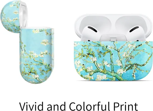 Miniatura 3 de Berkin Arts Compatible con AirPods de tercera generación, funda rígida ultra delgada con llavero de cloisonismo, verde azulado a la moda