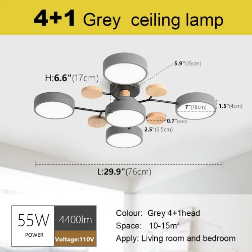 Miniatura 6 de Lámpara de techo LED moderna, lámpara LED regulable de 55 W, lámpara de techo moderna de montaje empotrado, lámpara de techo de madera para sala