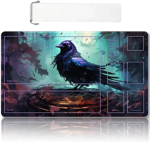 Miniatura 22 de Tapete de juego MTG cosido de alta calidad con zonas y parte trasera de goma antideslizante, tapete de juego TCG para MTG y otros juegos de cartas