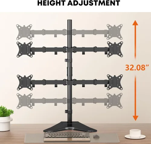 Miniatura 3 de Soporte para monitor cuádruple, totalmente ajustable, apilado, soporte de escritorio de 4 pantallas de computadora de 17 a 32 pulgadas, soporta