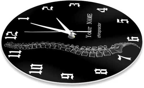 Miniatura 8 de Reloj de pared personalizado de 12 pulgadas, para terapeuta de columna vertebral, negro, redondo, analógico, sin tictac, sin alarma, adulto, unisex