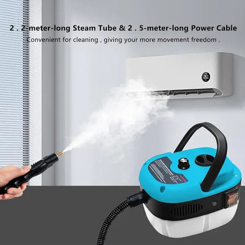 Miniatura 6 de Limpiador a vapor de mano, limpiador de vapor presurizado de 2500 W con 3 cabezales de cepillo, limpiador de vapor portátil para el hogar, Azul