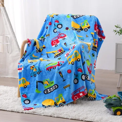 SOCHOW Manta de Vellón con Diseño de Carro Camión Lindo para Niños y Niñas, Manta de Franela Suave Ligera Acogedora y Cálida para Cama de Niños