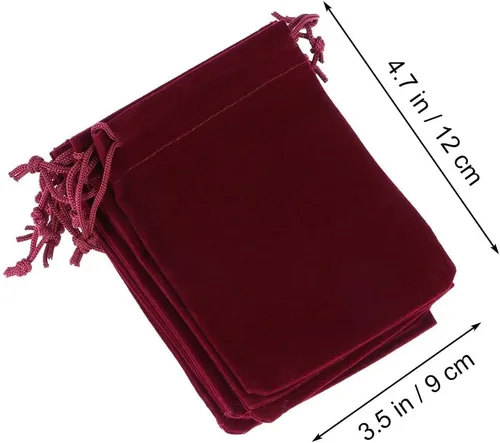 Miniatura 6 de 10 bolsas de regalo de terciopelo con cordón de 3.5x4.7 in reutilizables para dulces, bodas, fiestas, recuerdos de San Valentín, rojo